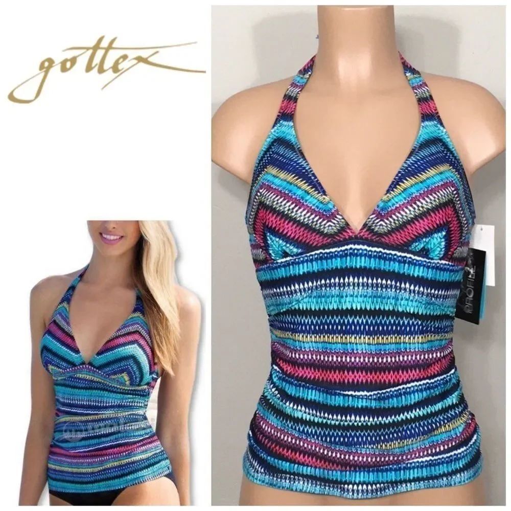 New. Profile multicolored tankini top. Size 10